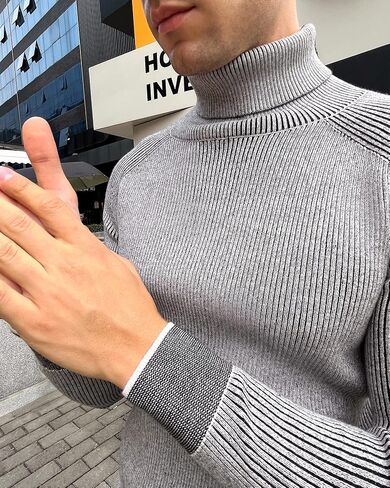BISUPER Men's Quarter Zip Sweater Ribbed Kint Mockneck Slim Fit Pullover Jumper in Saudi Arabia