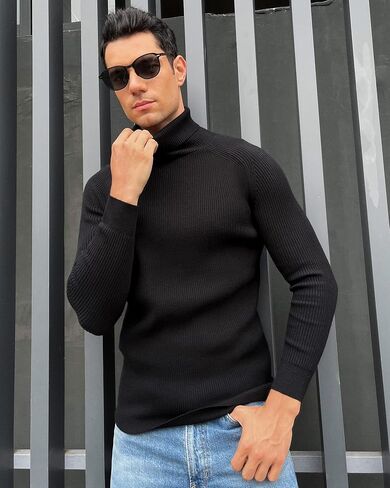 BISUPER Men's Quarter Zip Sweater Ribbed Kint Mockneck Slim Fit Pullover Jumper in Saudi Arabia
