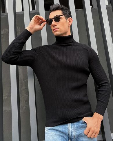 BISUPER Men's Quarter Zip Sweater Ribbed Kint Mockneck Slim Fit Pullover Jumper in Saudi Arabia