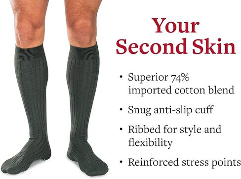 Pima Cotton Dress Socks for Men – Knee High Men's Dress Socks – Classic Over the Calf Dress Socks by Boardroom Socks in Saudi Arabia