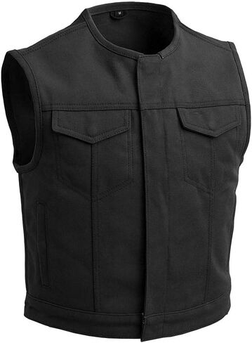 Mens Motorcycle Tan Saddle Color Lowside Style 3" Shorter Heavy Hitter Raw Canvas Unlined Vest in Saudi Arabia
