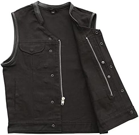 Mens Motorcycle Tan Saddle Color Lowside Style 3" Shorter Heavy Hitter Raw Canvas Unlined Vest in Saudi Arabia
