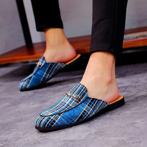 FLQL Mens Shoes Luxury Velvet Gold Buckle Slip-on Penny Loafers Casual Smoking Slippers Indoor Outdoor sandals Black Size 7-13 in Kuwait