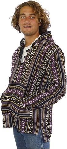 Sunshine Joy Woven Baja Style Pullover Hoodie Hooded Jacket in Saudi Arabia