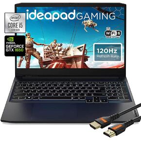 كمبيوتر محمول للألعاب Lenovo IdeaPad 3i مقاس 15.6 بوصة FHD 120 هرتز، Intel i5-11300H، لوحة مفاتيح بإضاءة خلفية، Wi-Fi 6، USB Type-C، NVIDIA GeForce GTX 1650، Windows 11، كابل HDMI (ذاكرة الوصول العشوائي 32 جيجابايت | 1 تيرابايت PCIe SSD) in Kuwait