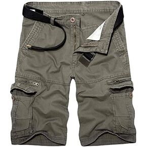 TRGPSG Men's Casual Cotton Twill Lightweight Cargo Shorts Relaxed Fit Outdoor Cargo Shorts with Zipper Pockets(No Belt)