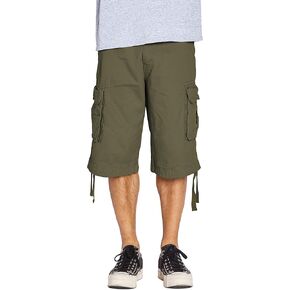 Fitscloth Men’s Casual Cargo Shorts – Twill Cotton Relaxed Fit Belted Utility Multi Pocket Pants with Belt Regular Big Sizes