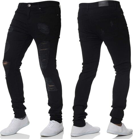 Andongnywell Men's Skinny Jeans Stretch Ripped Denim Pants Slim Fit Straight Leg Distressed Zipper Pencil Pant in Saudi Arabia