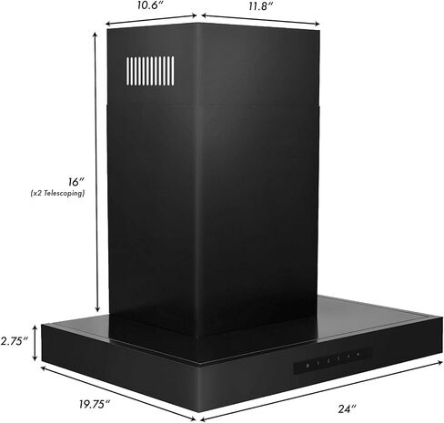 ZLINE 24" Convertible Vent Wall Mount Range Hood in Black Stainless Steel (BSKEN-24) in Saudi Arabia
