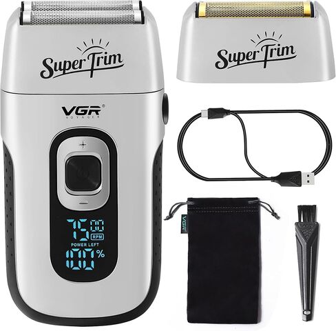 VGR Double Foil Professional Electric Shaver for Men 3 Adjustable Speeds Electric Razors Head Shaver for Bald Men Hair Beard Trimmer with 2 Head Barber Supplies Gifts for Men Fathers Husband Boyfriend in Saudi Arabia