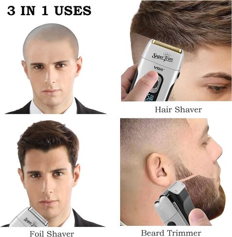 VGR Double Foil Professional Electric Shaver for Men 3 Adjustable Speeds Electric Razors Head Shaver for Bald Men Hair Beard Trimmer with 2 Head Barber Supplies Gifts for Men Fathers Husband Boyfriend in Saudi Arabia