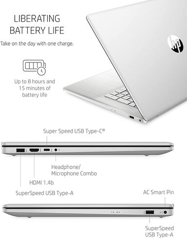 HP 2022 Newest 17 inch FHD Laptop, 11th Generation Intel Core i5-1135G7, 16 GB RAM, 512 GB PCle NVMe SSD, Intel Iris Xe Graphics, HDMI, WiFi, Bluetooth, Webcam, Windows 11 Home Bundle with JAWFOAL in Saudi Arabia