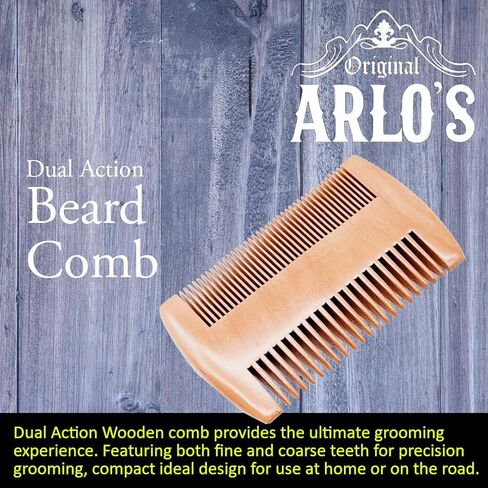 Arlo’s Deluxe 4-PC Beard Care Kit - Includes Dual-Sided Beard Comb, Professional Beard Brush, Stainless Steel Beard Scissors and Deluxe Carrying Bag in Kuwait
