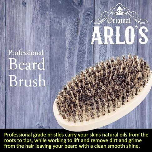 Arlo’s Deluxe 4-PC Beard Care Kit - Includes Dual-Sided Beard Comb, Professional Beard Brush, Stainless Steel Beard Scissors and Deluxe Carrying Bag in Kuwait