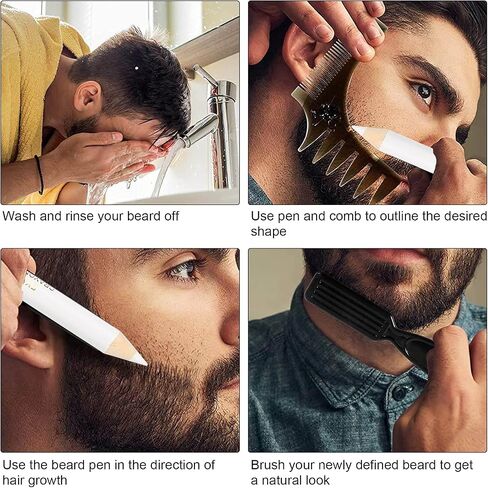 Beard Lineup Pen,ANGGREK White Hairline Pen Professional Beard Pencil Filler Household Beard Pencil Liner Shaping Styling Tool(White) in Kuwait