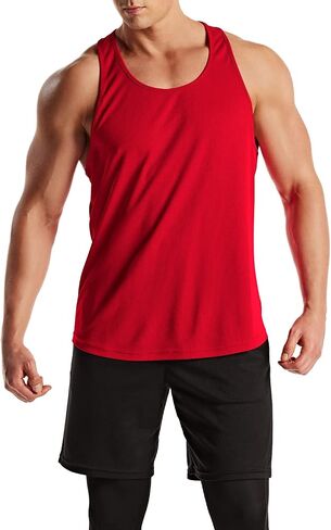 ATHLIO Men's Dry Fit Muscle Workout Tank Tops, Y-Back Bodybuilding Gym Shirts, Athletic Fitness Tank Top in Saudi Arabia