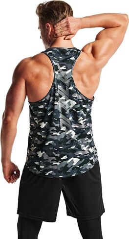 ATHLIO Men's Dry Fit Muscle Workout Tank Tops, Y-Back Bodybuilding Gym Shirts, Athletic Fitness Tank Top in Saudi Arabia