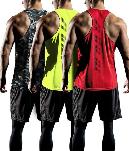ATHLIO Men's Dry Fit Muscle Workout Tank Tops, Y-Back Bodybuilding Gym Shirts, Athletic Fitness Tank Top in Saudi Arabia