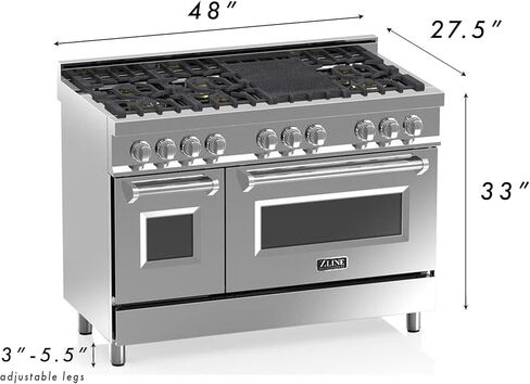 ZLINE 48" 6.0 cu. ft. Dual Fuel Range with Gas Stove and Electric Oven with Color Options (RA48) (Gloss Red) in Saudi Arabia
