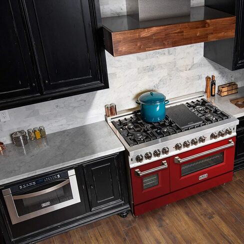 ZLINE 48" 6.0 cu. ft. Dual Fuel Range with Gas Stove and Electric Oven with Color Options (RA48) (Gloss Red) in Saudi Arabia