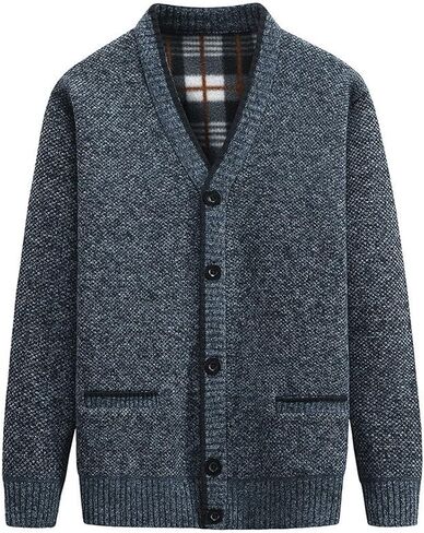 Cardigan Men Autumn Winter Thick V Neck Knitted Sweater Causal Warm Knitted Cardigan Mens Clothing in Saudi Arabia