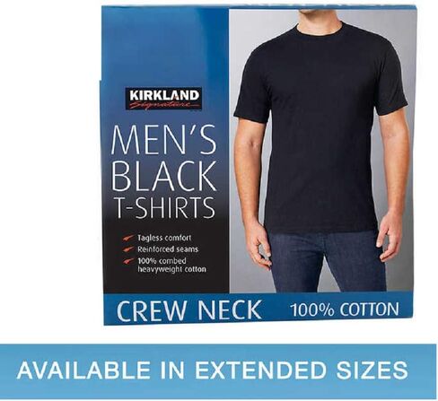 Kirkland Signature Men's Crew Neck Tee 100% Combed Heavyweight Cotton T-Shirts (Pack of 6) in Kuwait