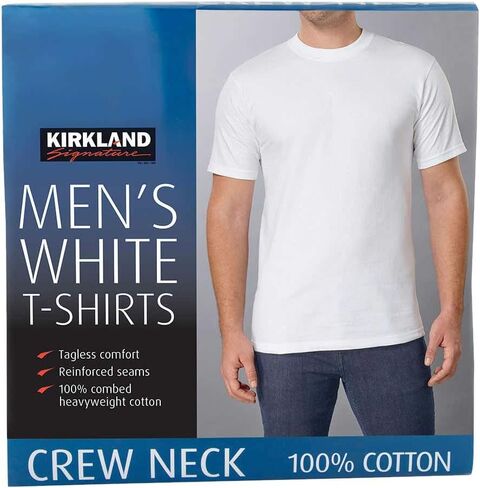 Kirkland Signature Men's Crew Neck Tee 100% Combed Heavyweight Cotton T-Shirts (Pack of 6) in Kuwait