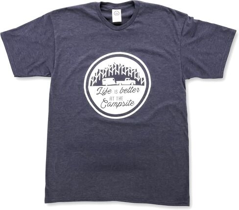 Camco "Life is Better at The Campsite Crew Neck Short-Sleeve T-Shirt (Heather Gray, Small) (53207) in Saudi Arabia