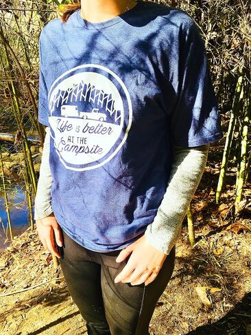 Camco "Life is Better at The Campsite Crew Neck Short-Sleeve T-Shirt (Heather Gray, Small) (53207) in Saudi Arabia