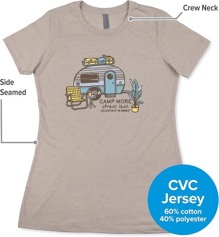 Camco "Life is Better at The Campsite Crew Neck Short-Sleeve T-Shirt (Heather Gray, Small) (53207) in Saudi Arabia