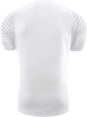 NITAGUT Men's Muscle Workout T-Shirt Pleated Raglan Short Sleeve Gym Athletic Fashion Tee Top in Saudi Arabia