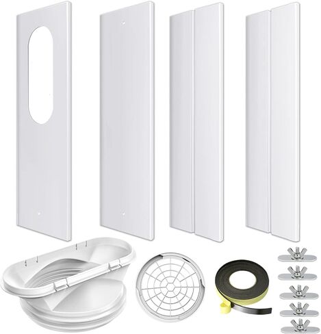 Portable AC Window Kit with 2-in-1 Coupler for Exhaust Hose with 5.0" or 5.9" Diameter, Universal Air Conditioner Window Vent Kit with 4 Adjustable Slide Seal Plates Length from 17" to 60" in Kuwait