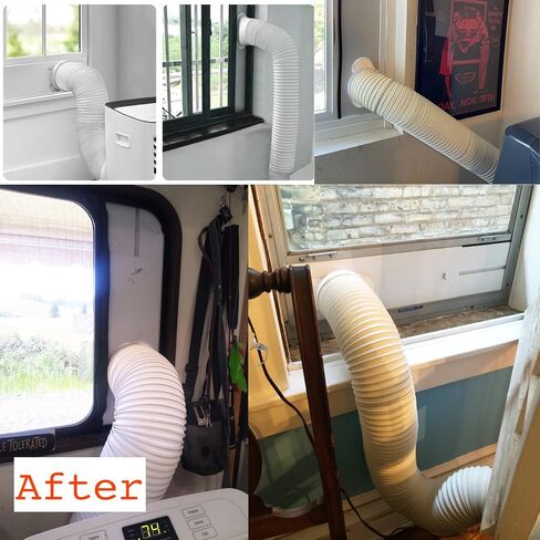Portable AC Window Kit with 2-in-1 Coupler for Exhaust Hose with 5.0" or 5.9" Diameter, Universal Air Conditioner Window Vent Kit with 4 Adjustable Slide Seal Plates Length from 17" to 60" in Kuwait