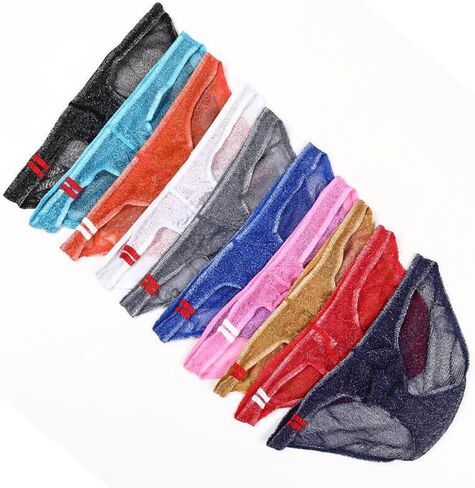 Detwen Men's See Through Underwear Briefs Thin Bikini with Pouch Low Rise Thong in Kuwait