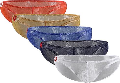 Detwen Men's See Through Underwear Briefs Thin Bikini with Pouch Low Rise Thong in Kuwait
