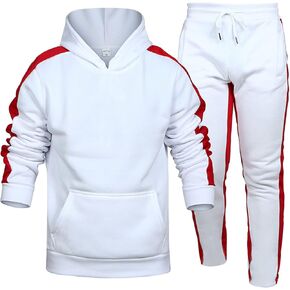 WFEI Fashion Men Sports Sets Tracksuit Autumn New Men's Hoodies + Sweatpants Two Piece Suit Hooded Casual Sets Male Clothes,White,S in Saudi Arabia