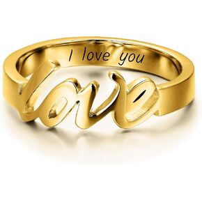 GLAVEHO Personalized Name Ring 14K Solid Gold Custom Name Plate Stacking Ring Real Gold Engrave Word Name Initial Ring for Women Men Girl (14k gold-yellow gold color) in Saudi Arabia