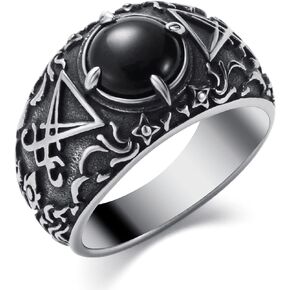 Satanic Ring Baphomet Goat Satan Devil Sigil of Lucifer Rings for Men Women Stainless Steel Gothic Punk Rings Jewelry Size 7-13 in Saudi Arabia