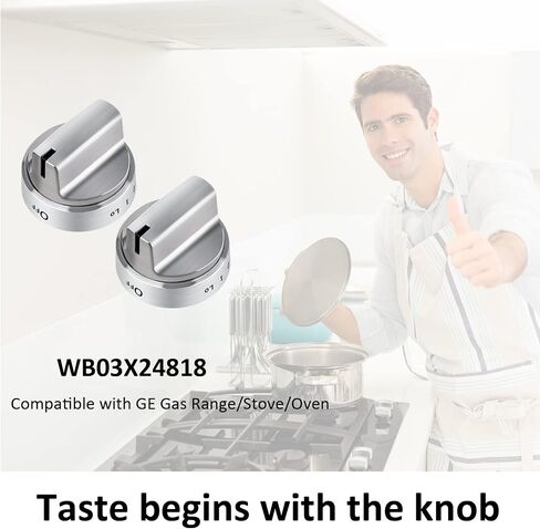 WB03X24818 Gas Stove Knobs Stainless Steel Look Plastic Range Burner Control Knobs, Compatible for GE Range Gas Stove Knob, Replacements PS11729081(1pack) in Saudi Arabia
