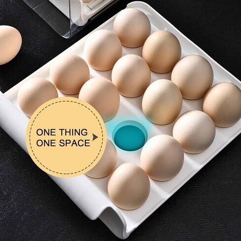 حامل بيض بسعة كبيرة 32 شبكة للثلاجة، نوع الدرج، صندوق منظم لحاوية تخزين البيض، صندوق بيض طازج للثلاجة، كرتونة بيض شفافة للتخييم، تناسب بيضة 16 × 2 in Kuwait
