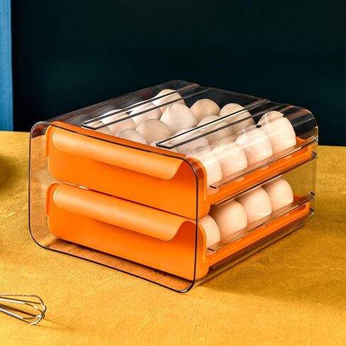 حامل بيض بسعة كبيرة 32 شبكة للثلاجة، نوع الدرج، صندوق منظم لحاوية تخزين البيض، صندوق بيض طازج للثلاجة، كرتونة بيض شفافة للتخييم، تناسب بيضة 16 × 2 in Kuwait