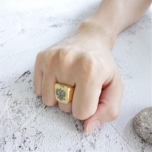 ZKXXJ Custom Family Crest Ring for Men,Personalized Name/Date/Logo/Family Crest/Arm Coat/National Emblem Signet Band Stainless Steel Engraved Rings for Dad,Husband,Boyfriend,Uncle,Nephew in Saudi Arabia