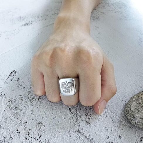 ZKXXJ Custom Family Crest Ring for Men,Personalized Name/Date/Logo/Family Crest/Arm Coat/National Emblem Signet Band Stainless Steel Engraved Rings for Dad,Husband,Boyfriend,Uncle,Nephew in Saudi Arabia