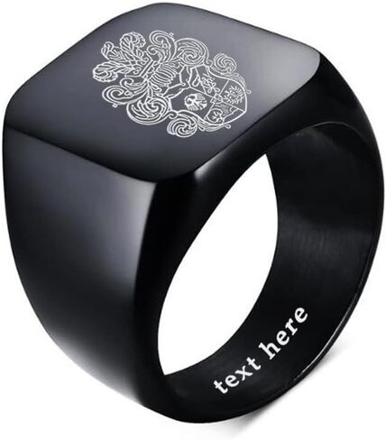 ZKXXJ Custom Family Crest Ring for Men,Personalized Name/Date/Logo/Family Crest/Arm Coat/National Emblem Signet Band Stainless Steel Engraved Rings for Dad,Husband,Boyfriend,Uncle,Nephew in Saudi Arabia