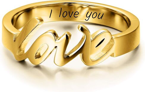 GLAVEHO Personalized Name Ring 14K Solid Gold Custom Name Plate Stacking Ring Real Gold Engrave Word Name Initial Ring for Women Men Girl (14k gold-yellow gold color) in Saudi Arabia