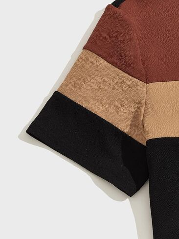 WDIRARA Men's 2 Piece Outfits Letter Print Color Block Tee and Drawstring Shorts Set in Kuwait