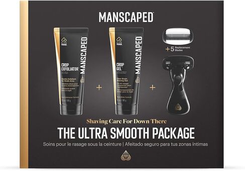 MANSCAPED® The Ultra Smooth Package, Male Hygiene Shaving Bundle, Includes The Crop Shaver™ Groin Razor with Replacement Blades​, Crop Gel™ Ball Shaving Gel, and Crop Exfoliator™ Ball Exfoliator in Kuwait
