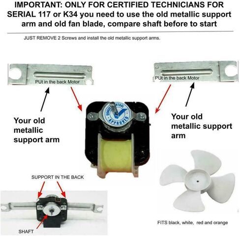 GLOB PRO SOLUTIONS PD00025325 AP3103456 EAP358620 PS358620 Fridge Evaporator Fan Motor Kit Replacement for and compatible with Whirlpool KitchenAid Roper Kenmore Heavy DUTY in Saudi Arabia