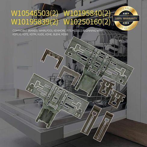مجموعة أدوات ضبط الرف العلوي مكونة من 8 قطع W10546503، مادة بوليمر عالية W10195839 W10195840 W10250160 مناسبة لاستبدال أداة ضبط الرف العلوي لغسالة الأطباق من ويرلبول كين مور من سيكاواي in Saudi Arabia