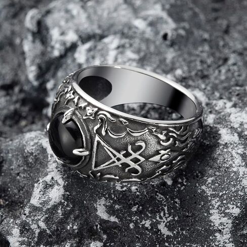 Satanic Ring Baphomet Goat Satan Devil Sigil of Lucifer Rings for Men Women Stainless Steel Gothic Punk Rings Jewelry Size 7-13 in Kuwait
